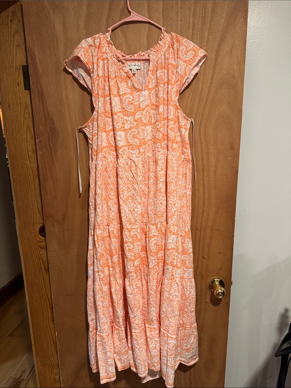 Wonderly Peach-Orange & White Floral Tunic Top